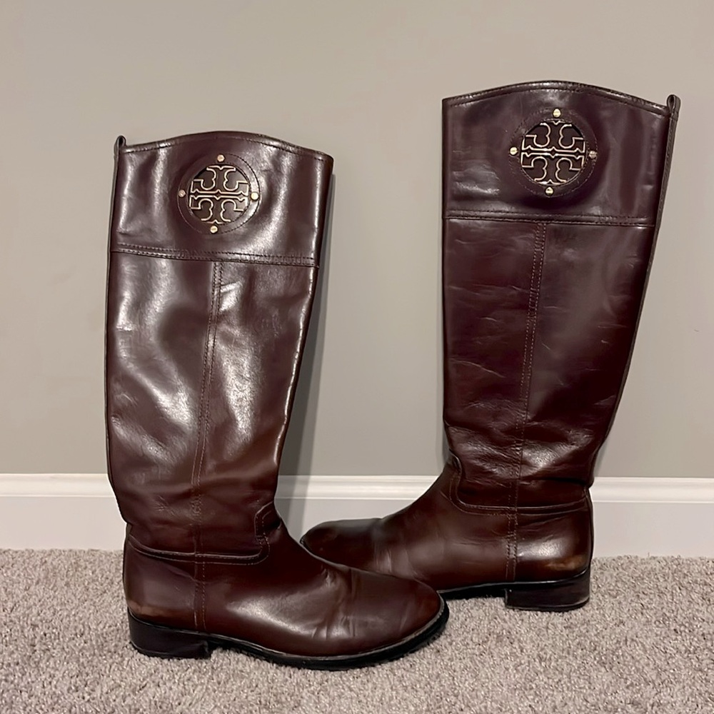 Tory Burch Brown Leather Riding Boots